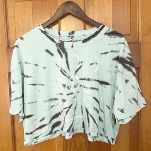 Hollister Graphic‎ Tie-Dye Crop Top Womens Size XL Oversized Cotton Cosmic